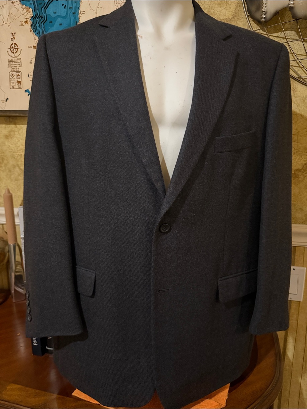 Joseph & Feiss Dark Charcoal Single-Breasted Blazer Wool Cashmere 46L